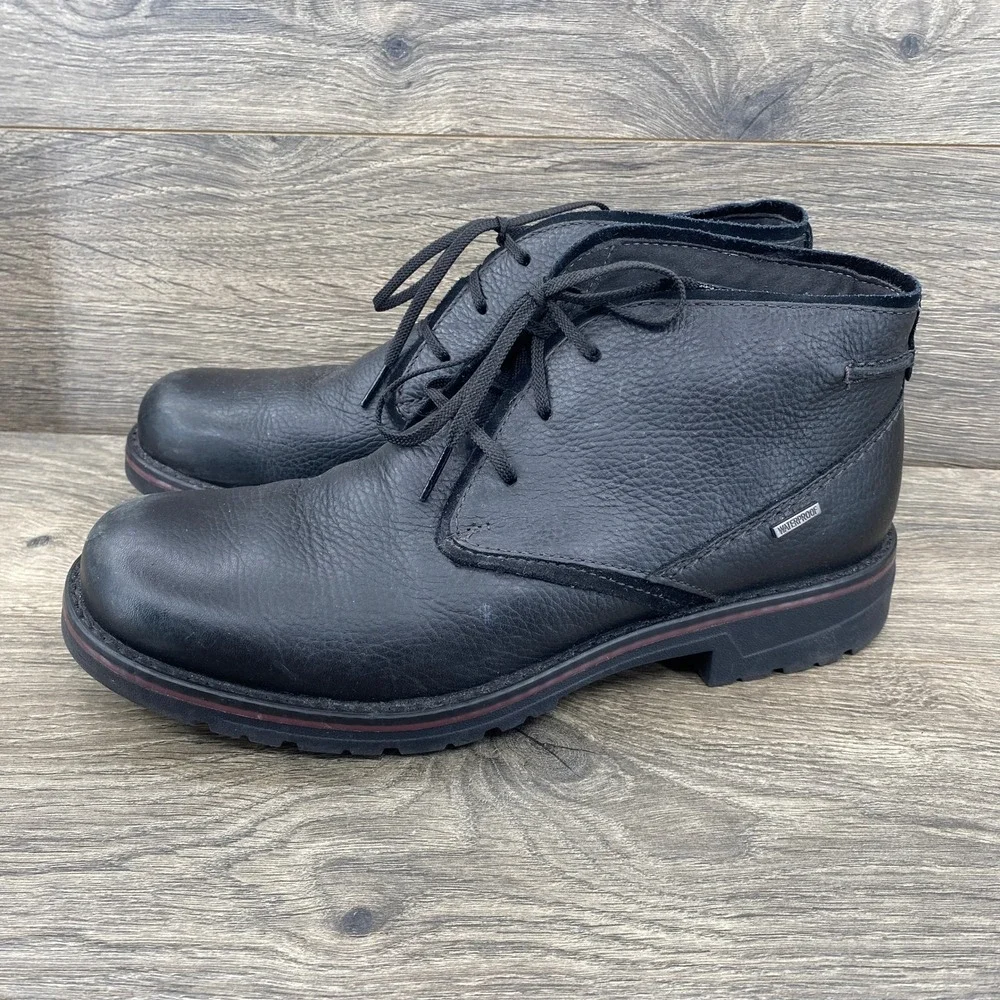 Clarks Chukka Boots Mens 9.5 Black Waterproof Leather Lace Up 261629447085